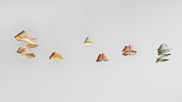 Sharpener: Nanako Kume creates pendant light made from giant wood shavings