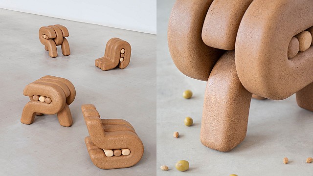 Eneris Collective unveil Nontalo Kids: a modular stool made of 7,500 olive pits