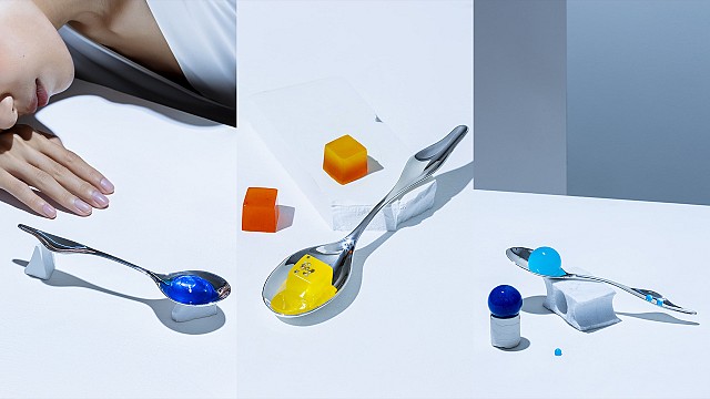 oio x Giosampietro's tableware collection 'Spawns' three AI-designed silver spoons