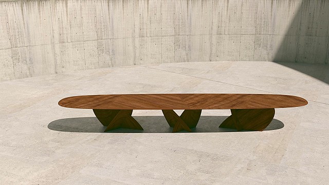 Gal Gaon crafts 'SIX' a series of wooden collide tables