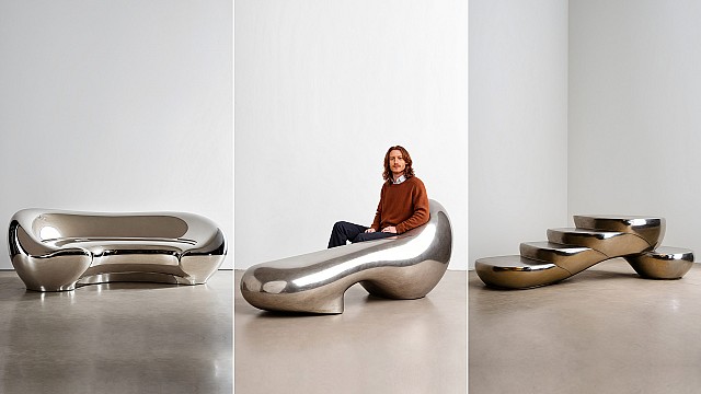 &lsquo;Arnardo&rsquo; collection by Paddy Pike features futuristic furniture crafted in polished steel