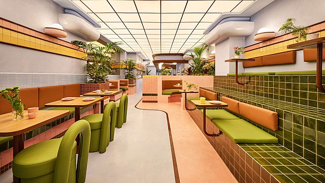 Masquespacio interprets Miami's Art Deco inside the Amiko Gelato ice cream parlour