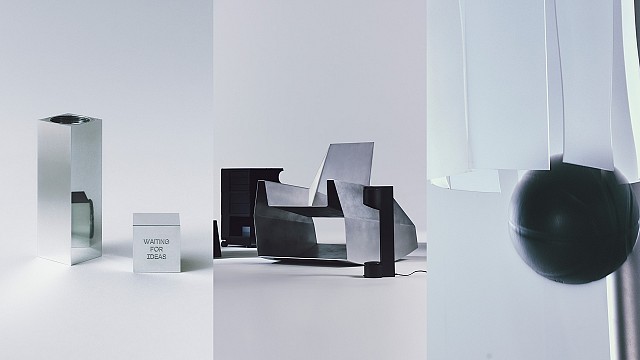 Waiting for Ideas translates motion into stillness with precise, minimalist forms
