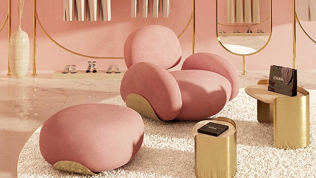 Karlotta Single Sofa and Stool