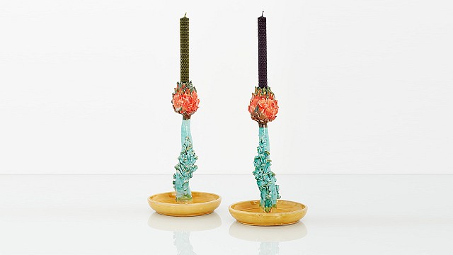 Artichoke Candleholder (Orange, Green and Yellow)