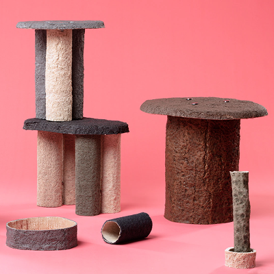 Riccardo Cenedella shapes functional indoor furniture from carpet waste