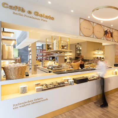 AzzoliniTinuper dot Caff&egrave; e Gelato in Berlin with custom surfaces from ABK