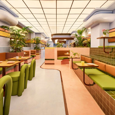 Masquespacio interprets Miami's Art Deco inside the Amiko Gelato ice cream parlour