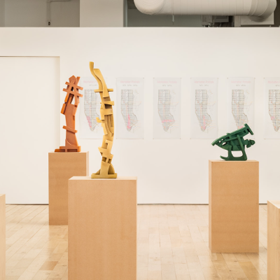 HB381 frames the monochrome terracotta 'Manhattan Portraits' by Karen Bennicke