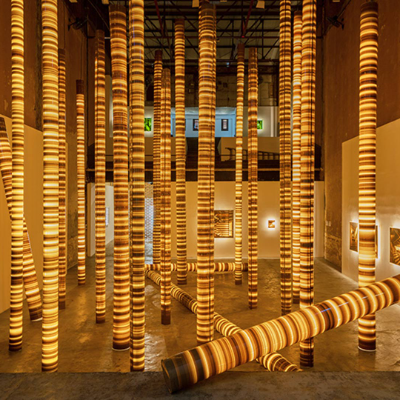 Osvaldo Gonz&aacute;lez uses adhesive tape and light to articulate his solo show, 'Estados'