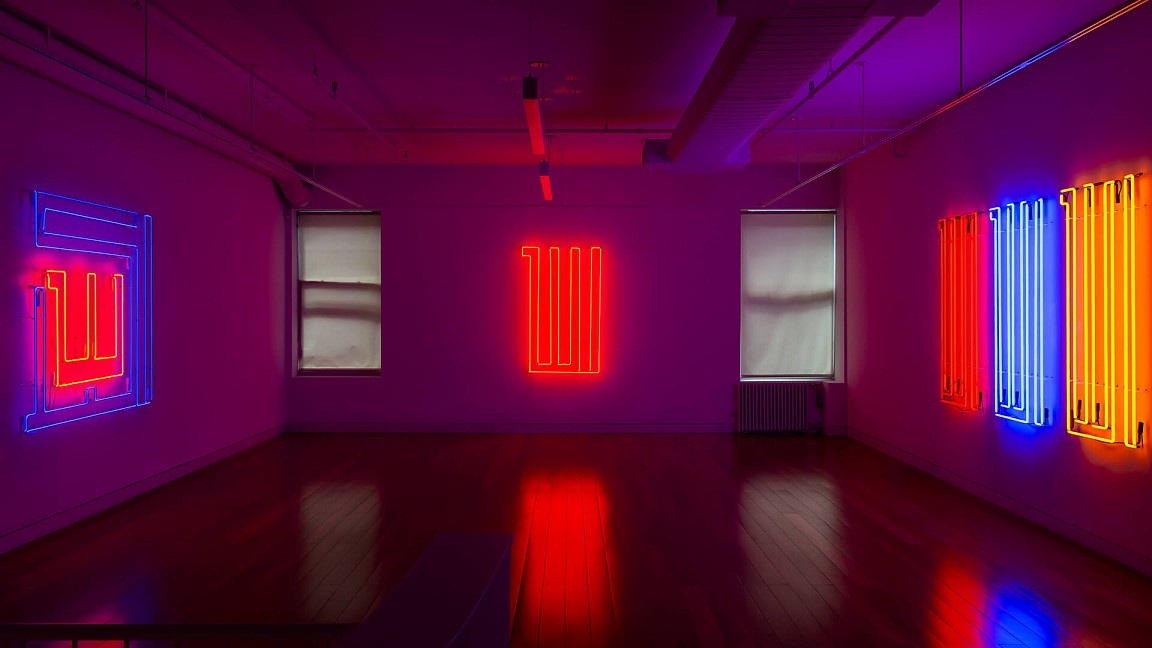 Rasheed Araeen's show In Lights brings his self-contained neon works to Aicon Gallery