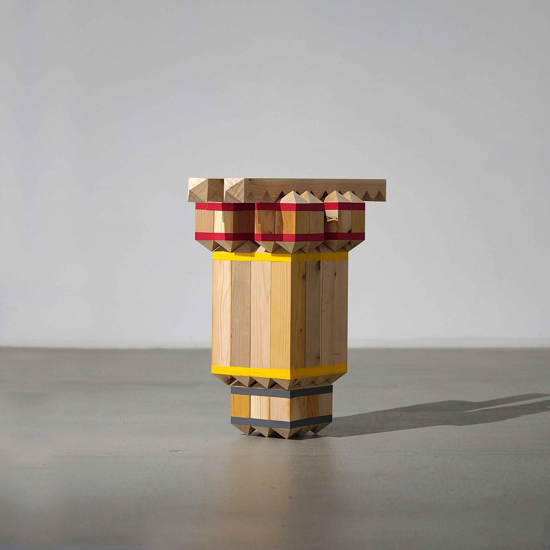 Deku by Takuto Ohta comprises wooden blocks stacked in different configurations