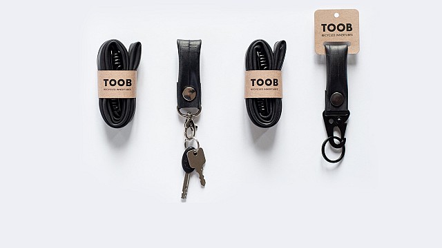TOOB upcycles ragged bicycle innertubes into handcrafted accessories
