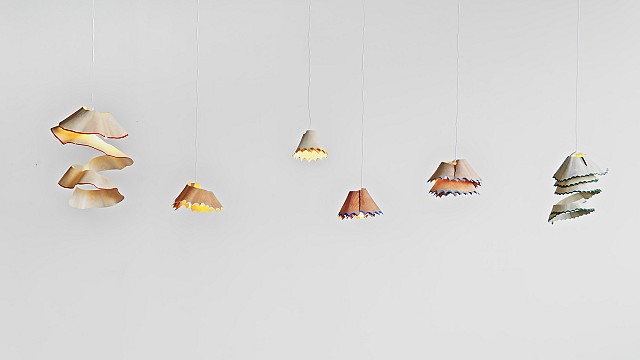 Sharpener: Nanako Kume creates pendant light made from giant wood shavings