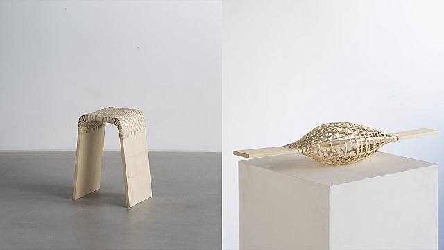 Sato Nobuaki weaves furniture and sculptures with plywood strands