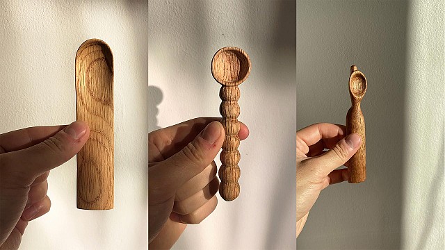 Thomas Wheller chisels animated spoons out of wood and iron