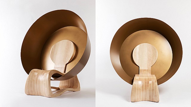 The Goyo chair reverberates as a Tibetan singing bowl to stimulate tranquillity