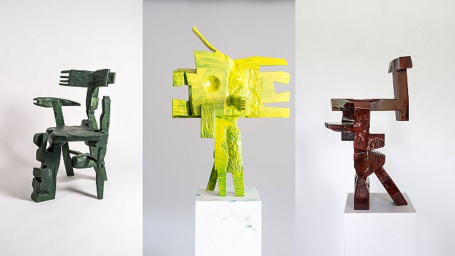 Mattias Selld&eacute;n crafts atypical sculptural furniture that wait to break into movement