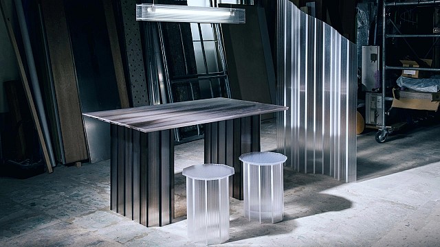 Furniture collection BORDER&rsquo;s ice-like aesthetic upcycles hollow polycarbonate