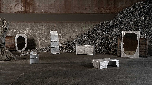 Studio ThusThat displays salvaged aluminium furniture at ToolsGalerie
