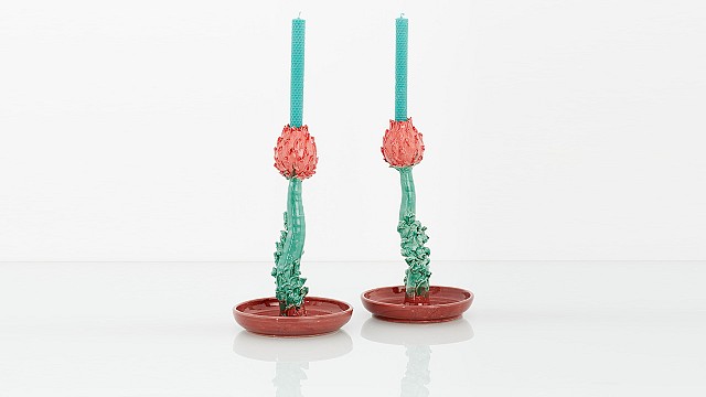 Artichoke Candleholder (Pink, Green and Red)