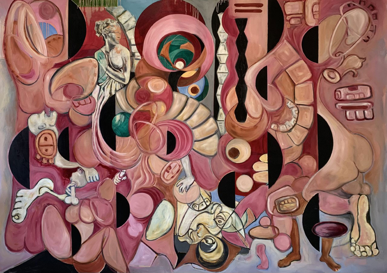 Valerie Campos presents Rhapsody in Pink, 2022, an oil painting on canvas with the Wexler Gallery