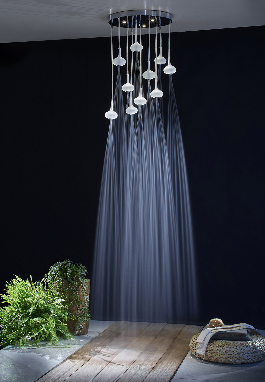 New showerhead by FIMA Carlo Frattini x Melogranoblu resembles a spherical chandelier
