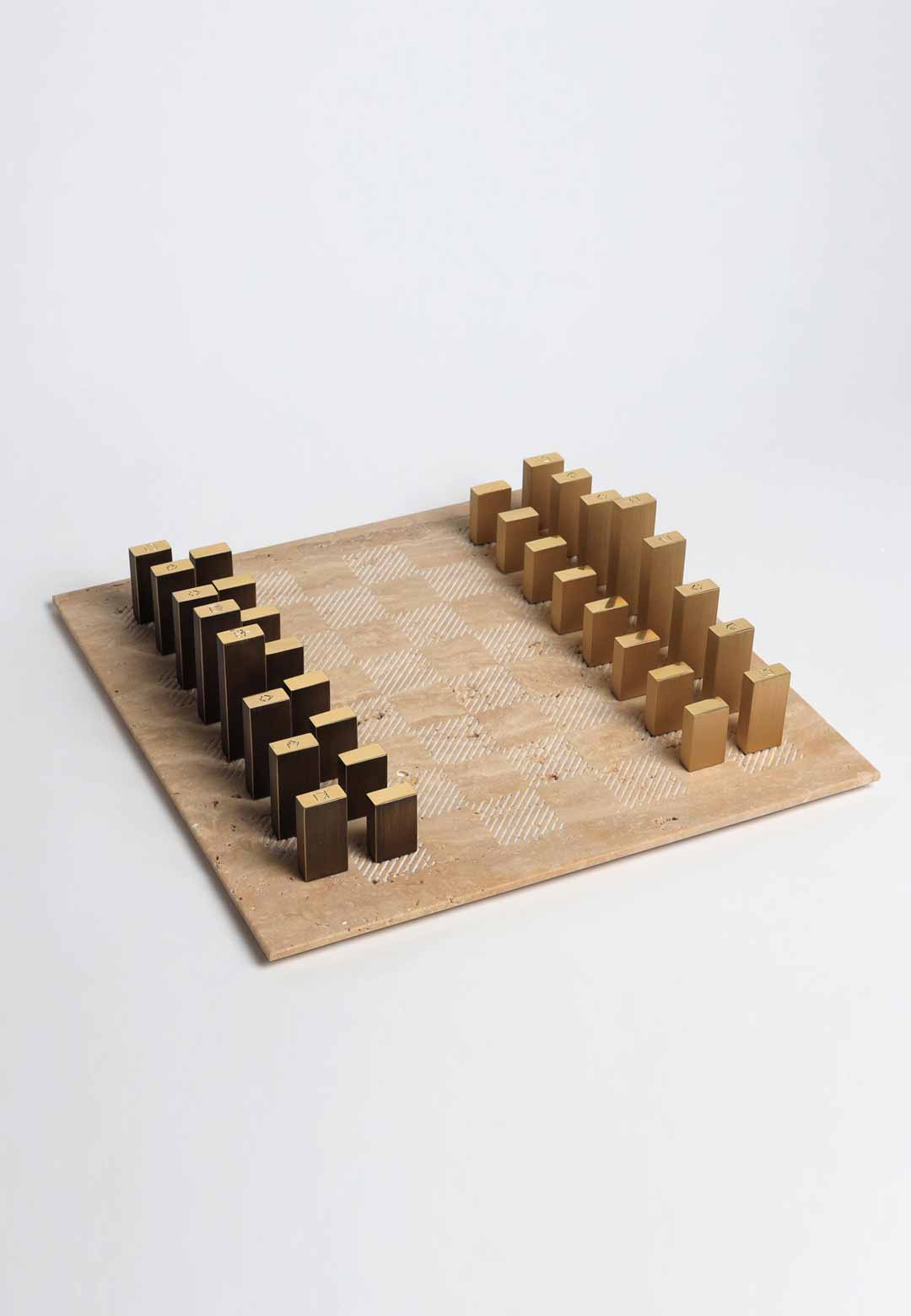 Tarek Elkassouf designs steel and brass limited-edition chess sets