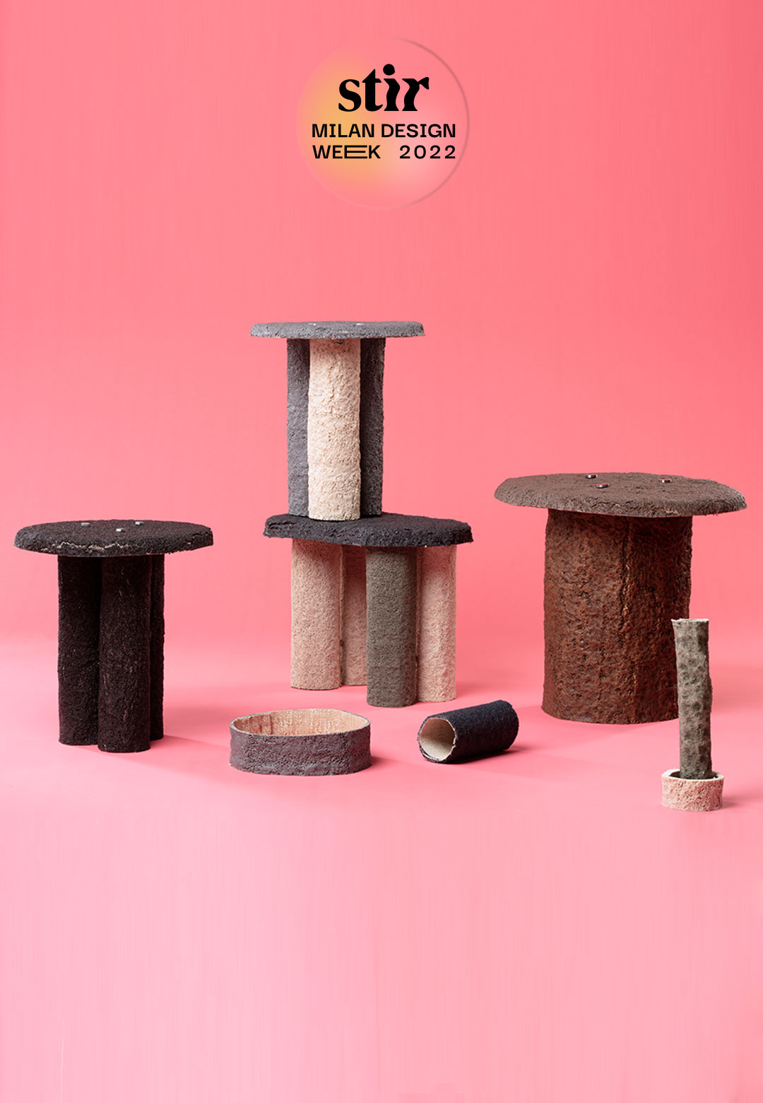 Riccardo Cenedella shapes functional indoor furniture from carpet waste
