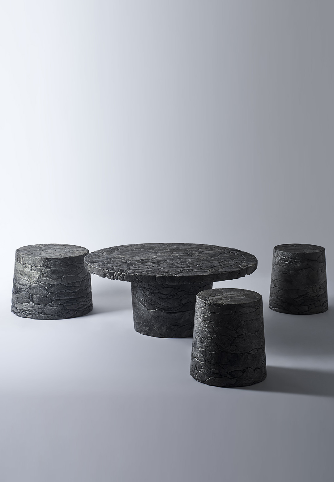 The ‘Refoam’ series by we+ features furniture crafted with recycled Styrofoam