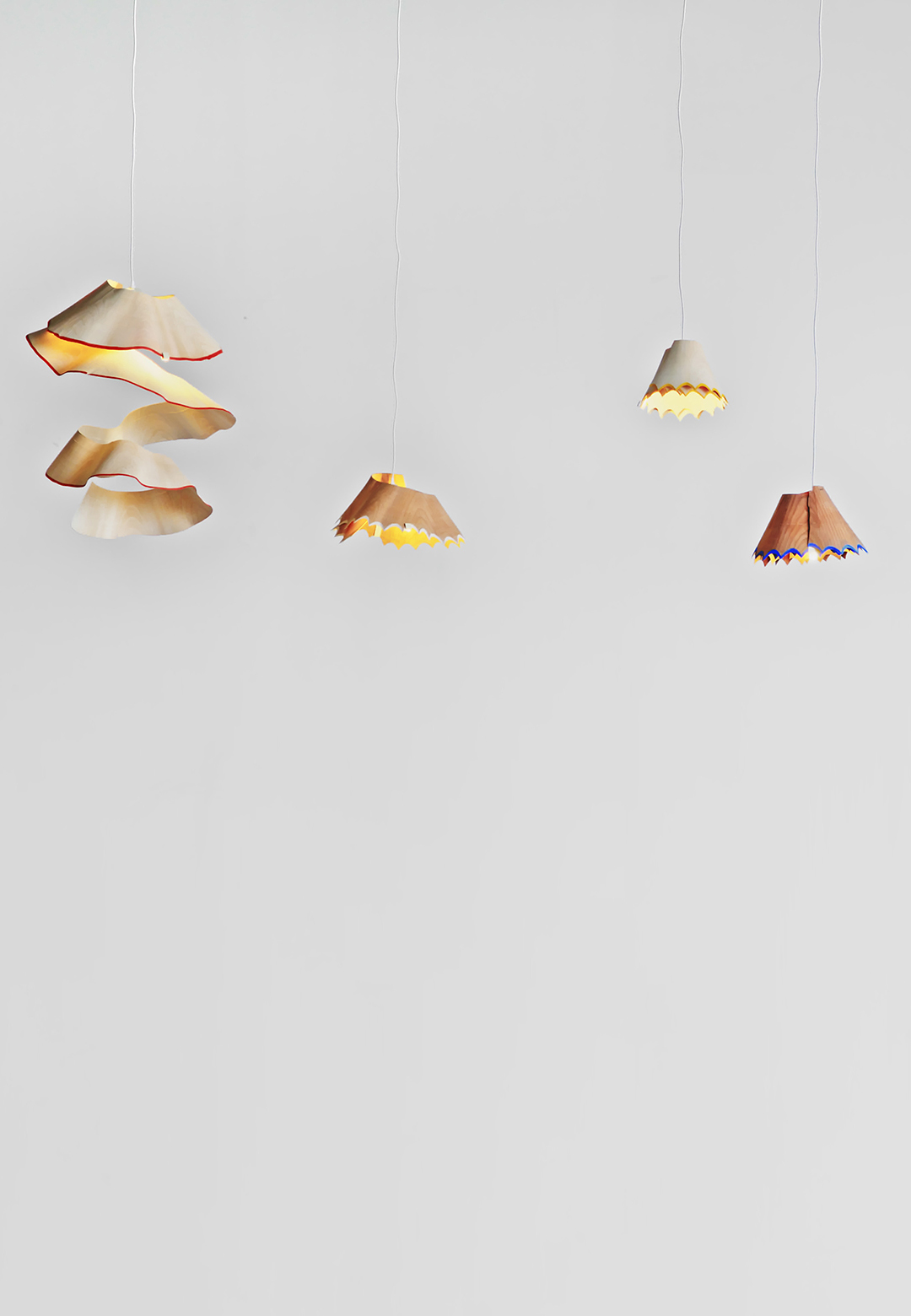 Sharpener: Nanako Kume creates pendant light made from giant wood shavings