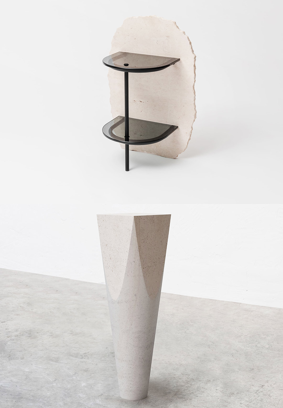 Frédéric Saulou melds mineral fragments and glass to create functional objects