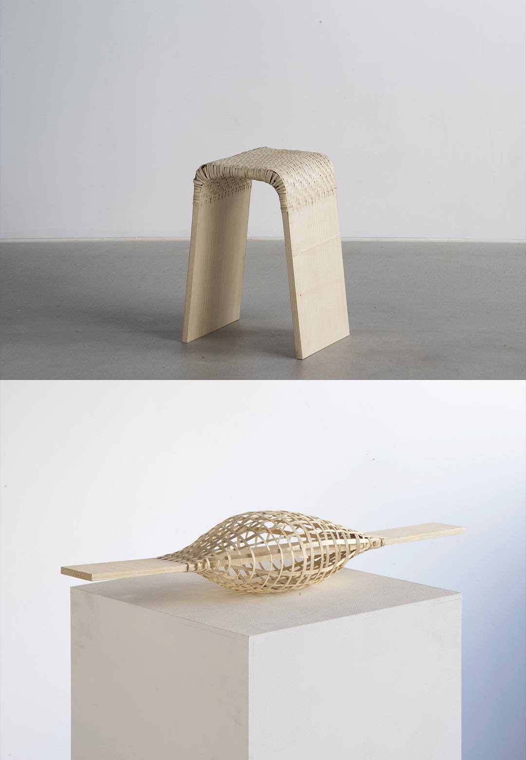 Sato Nobuaki weaves furniture and sculptures with plywood strands