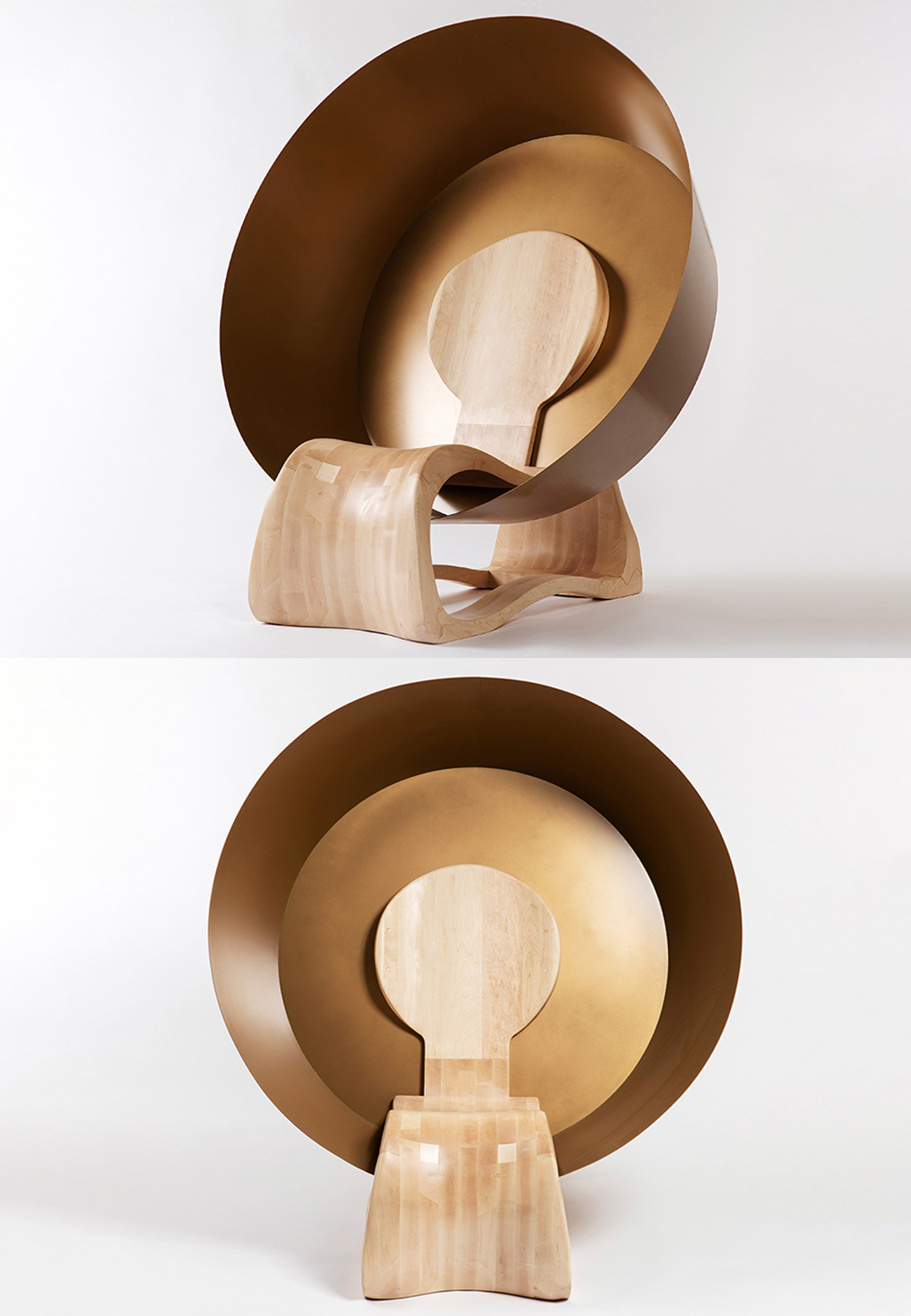 The Goyo chair reverberates as a Tibetan singing bowl to stimulate tranquillity