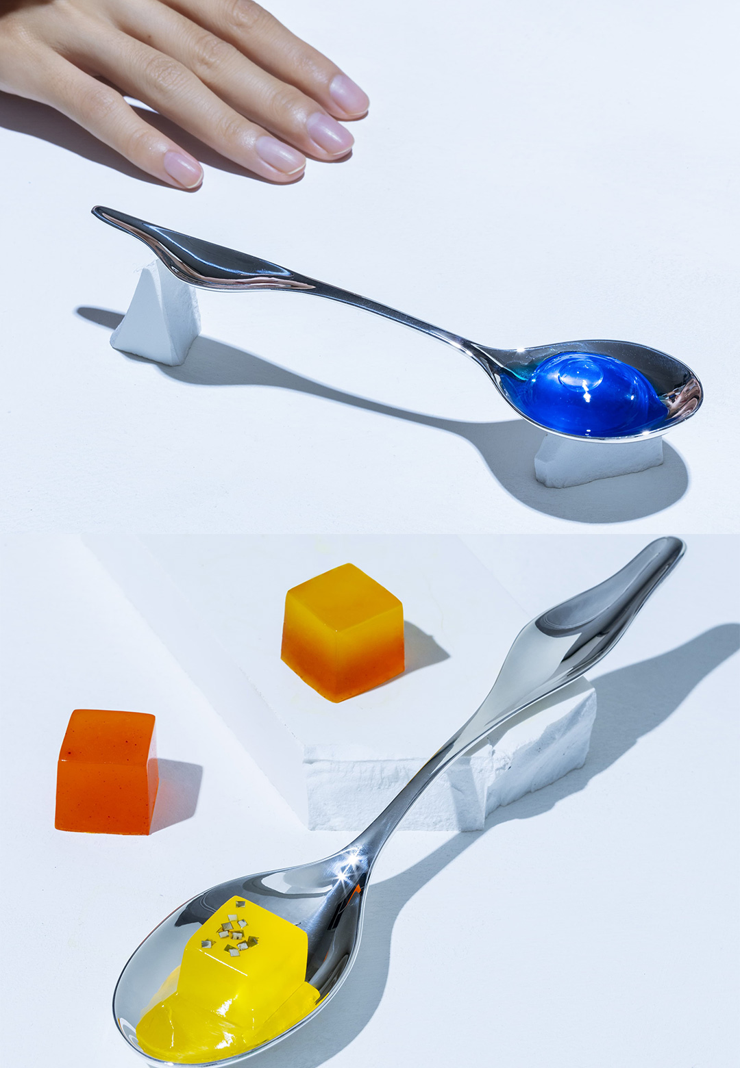 oio x Giosampietro's tableware collection 'Spawns' three AI-designed silver spoons
