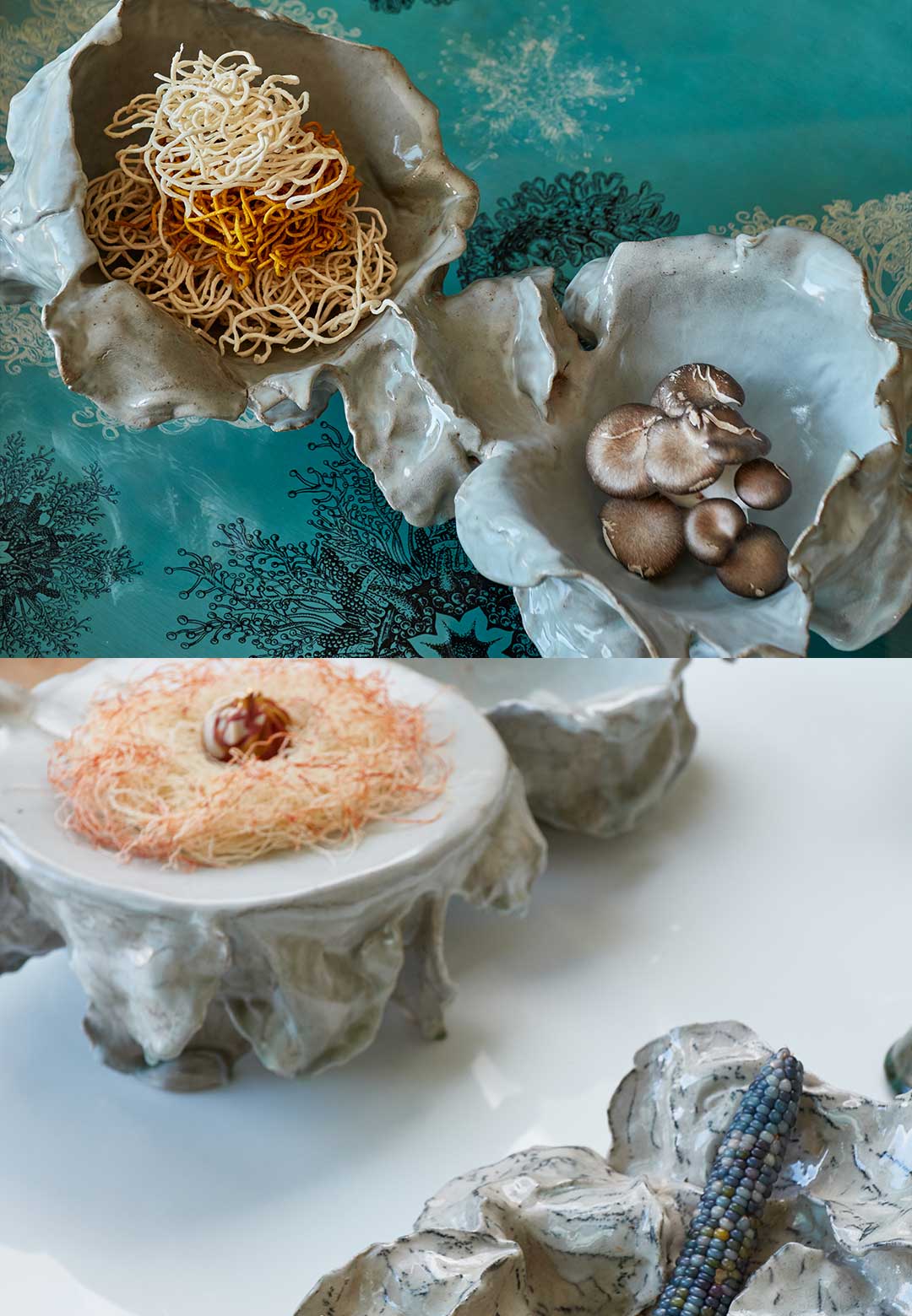 Lebanese ceramicist Nathalie Khayat's collection is inspired by the ocean