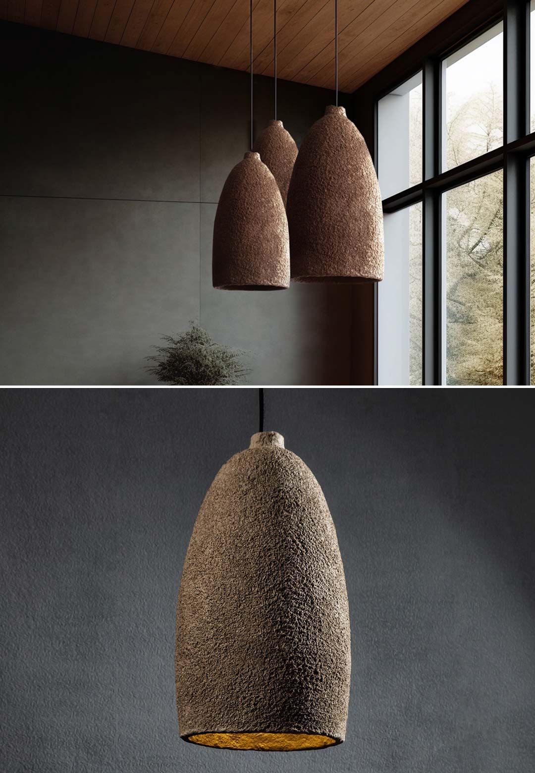 ZBOZHZHA's debut collection features luminaires crafted with recycled cardboard