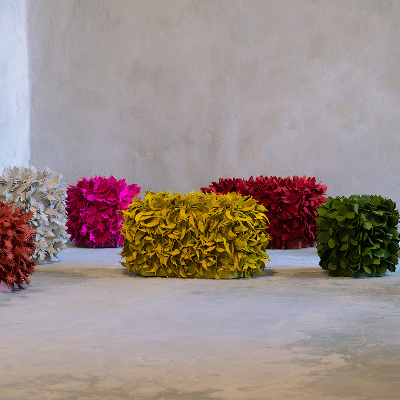 Fefostudio fuses gastronomy and weaving to create sculptural ottomans in wool felt