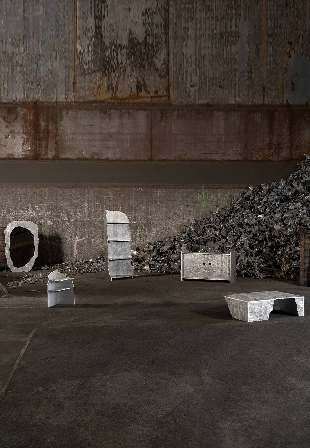 Studio ThusThat displays salvaged aluminium furniture at ToolsGalerie