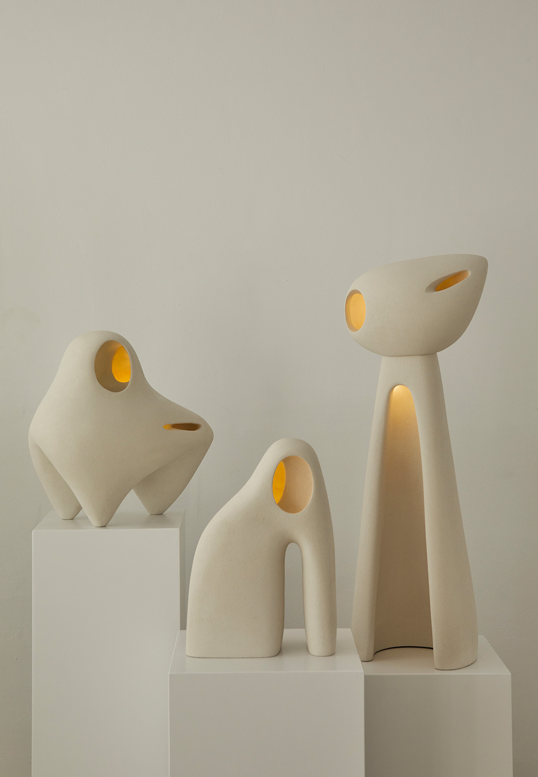 The ‘Nomad II’ collection is defined by playful, zoomorphic light sculptures in clay