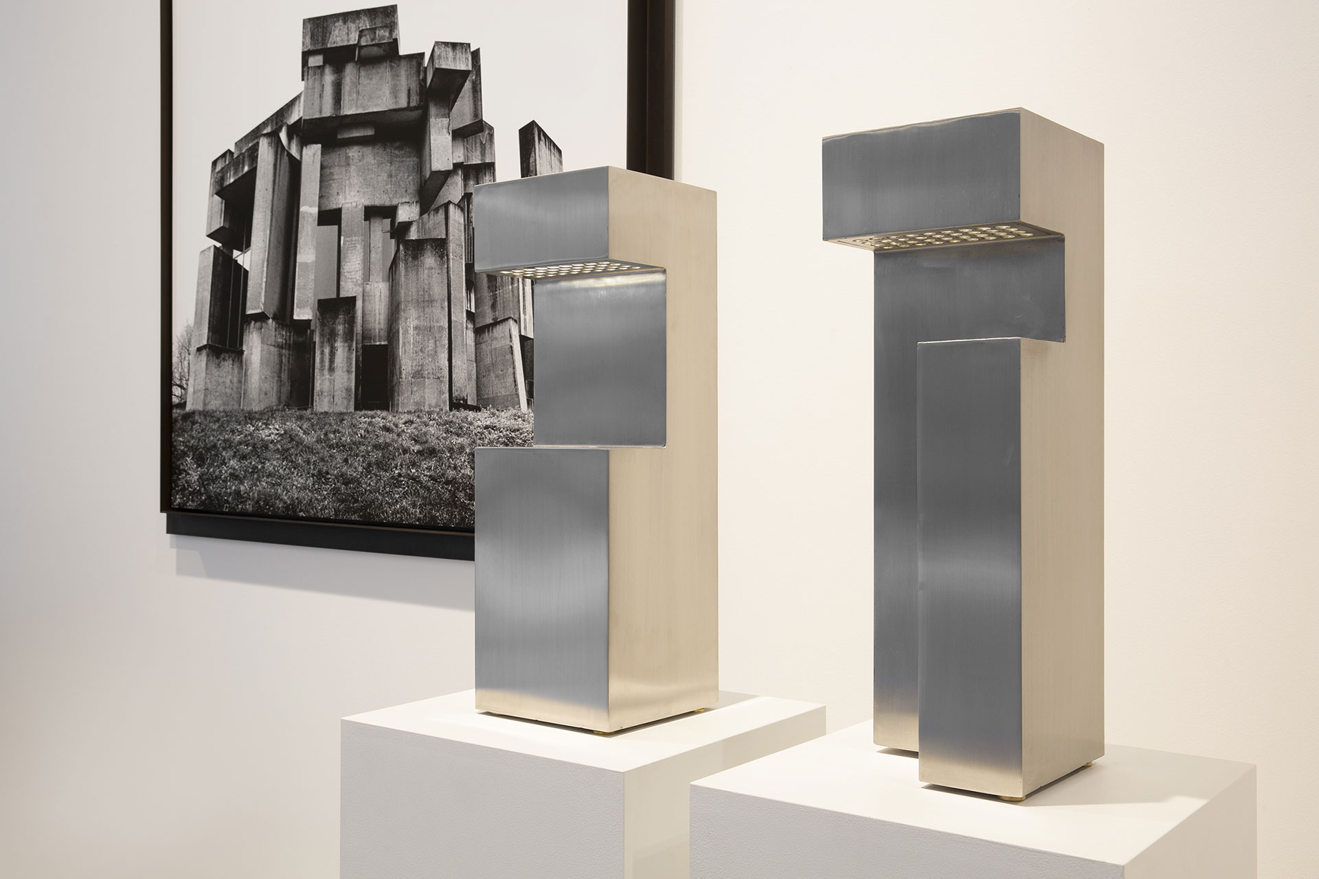 Bloc floor lamps are influenced by the Wotruba church in Vienna