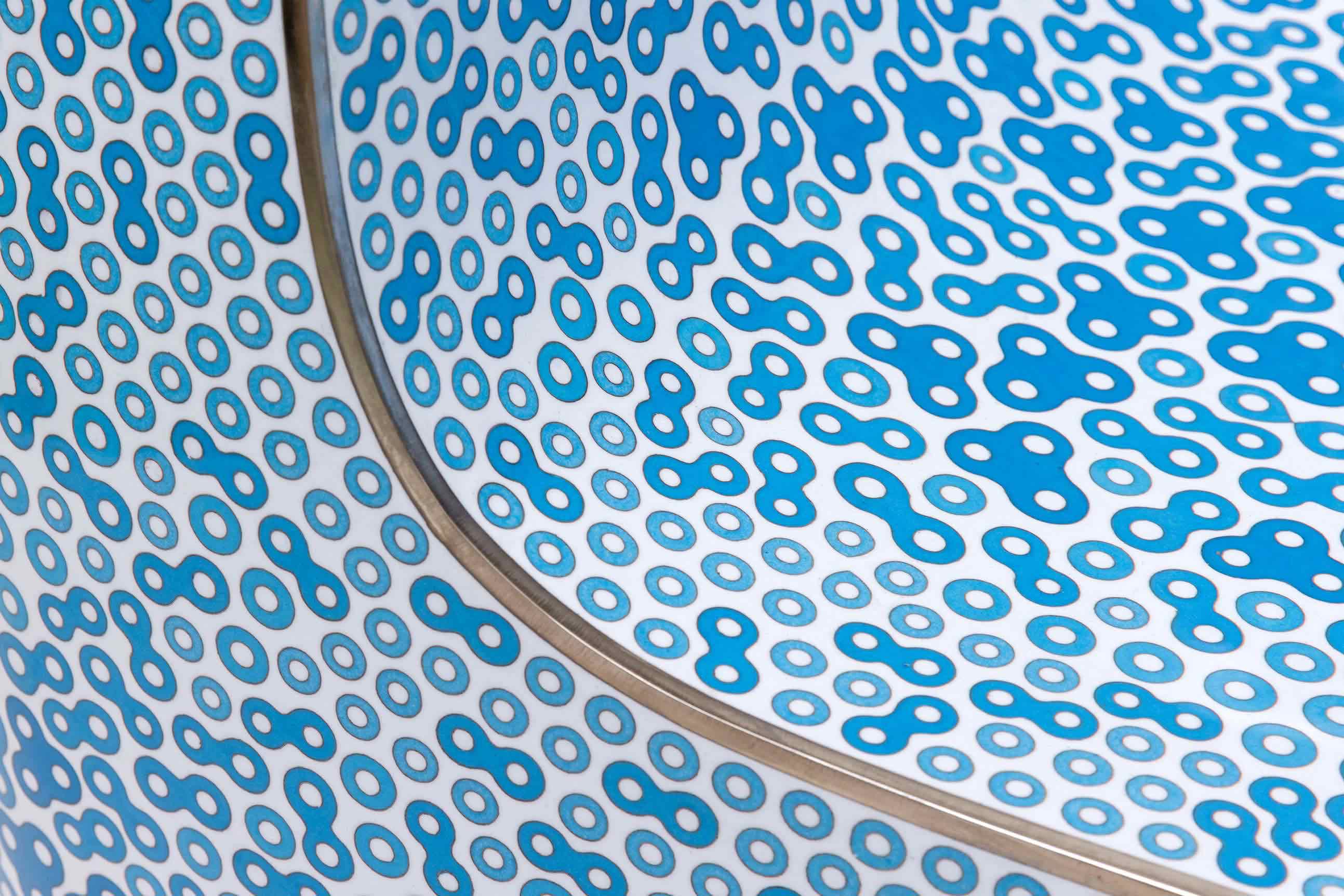 Cloisonné White and Blue Lounge, 2022, Cloisonné enamel and copper