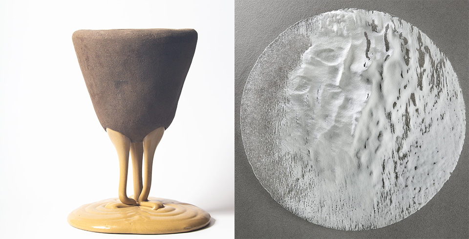 Exhibits by Christina Schou Christensen (left) and Anett Biliczki (right)