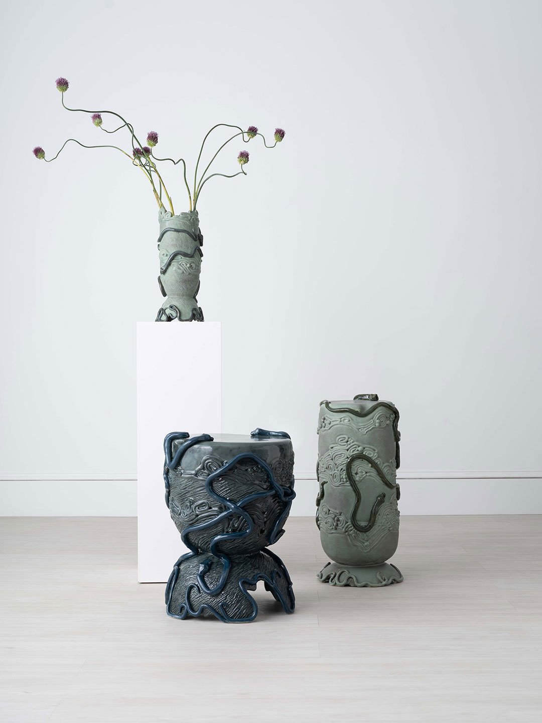 Stereotype Vase, A Pox On Perseus Table and Athena’s Revenge Table By Sunshine Thacker
