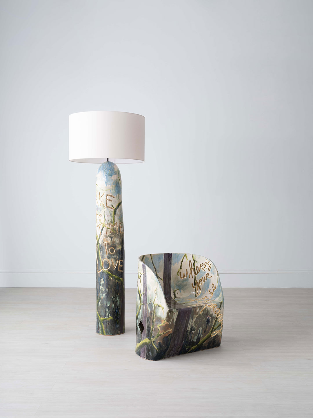 Take The Time To Love Lamp and Depravity Chair by Sunshine Thacker