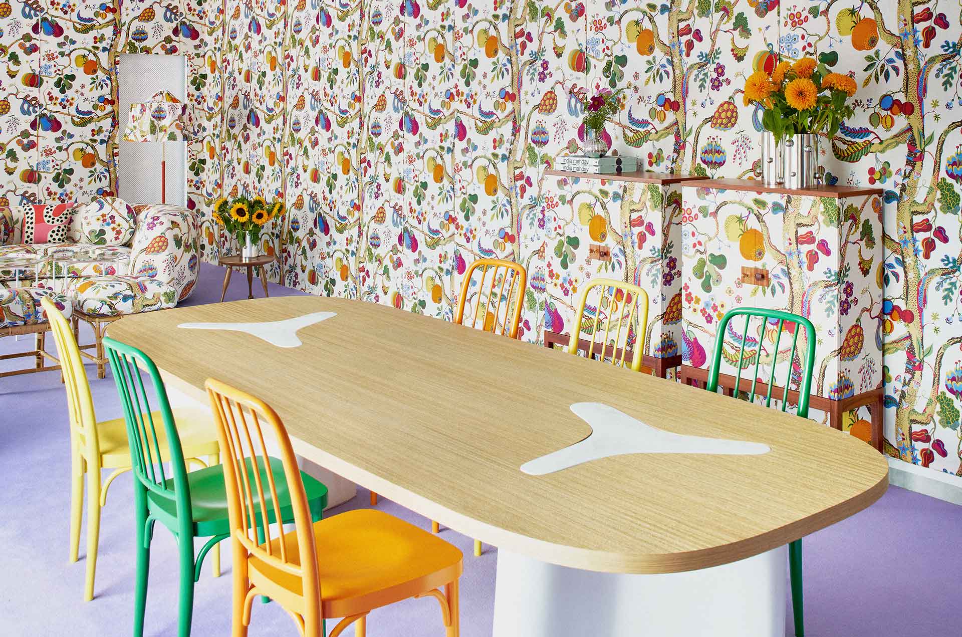 The store interiors shows furniture pieces by both Frank and Mahdavi