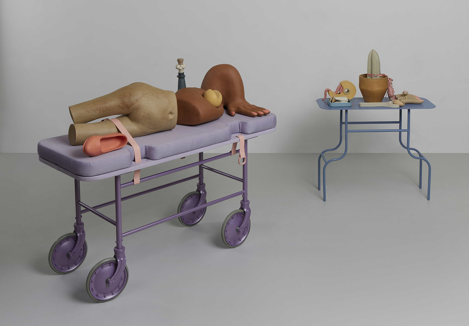 Installation view featuring Minor Procedure and Masculine still life artworks