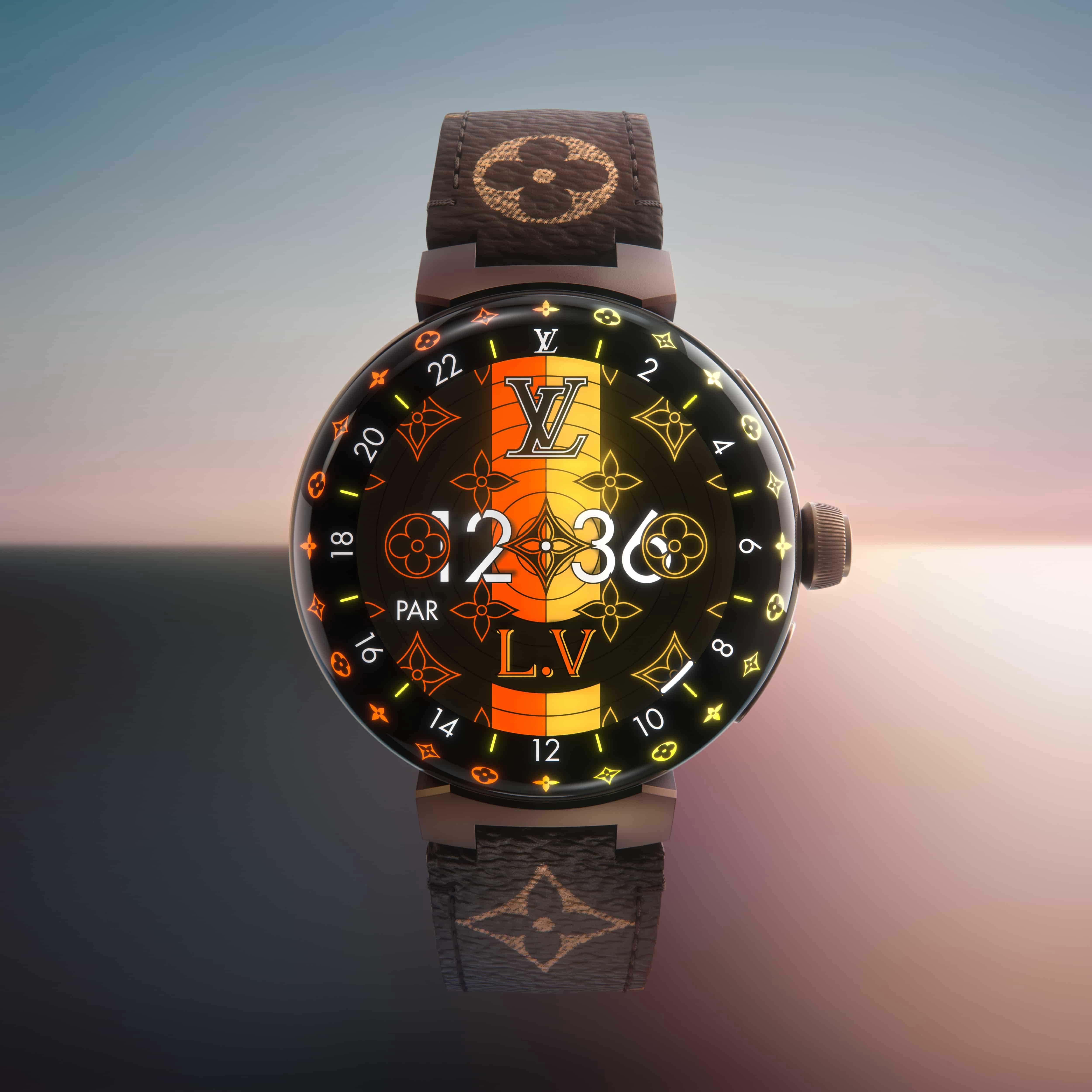 louis vuitton unveils fully-customizable tambour horizon light up smartwatch