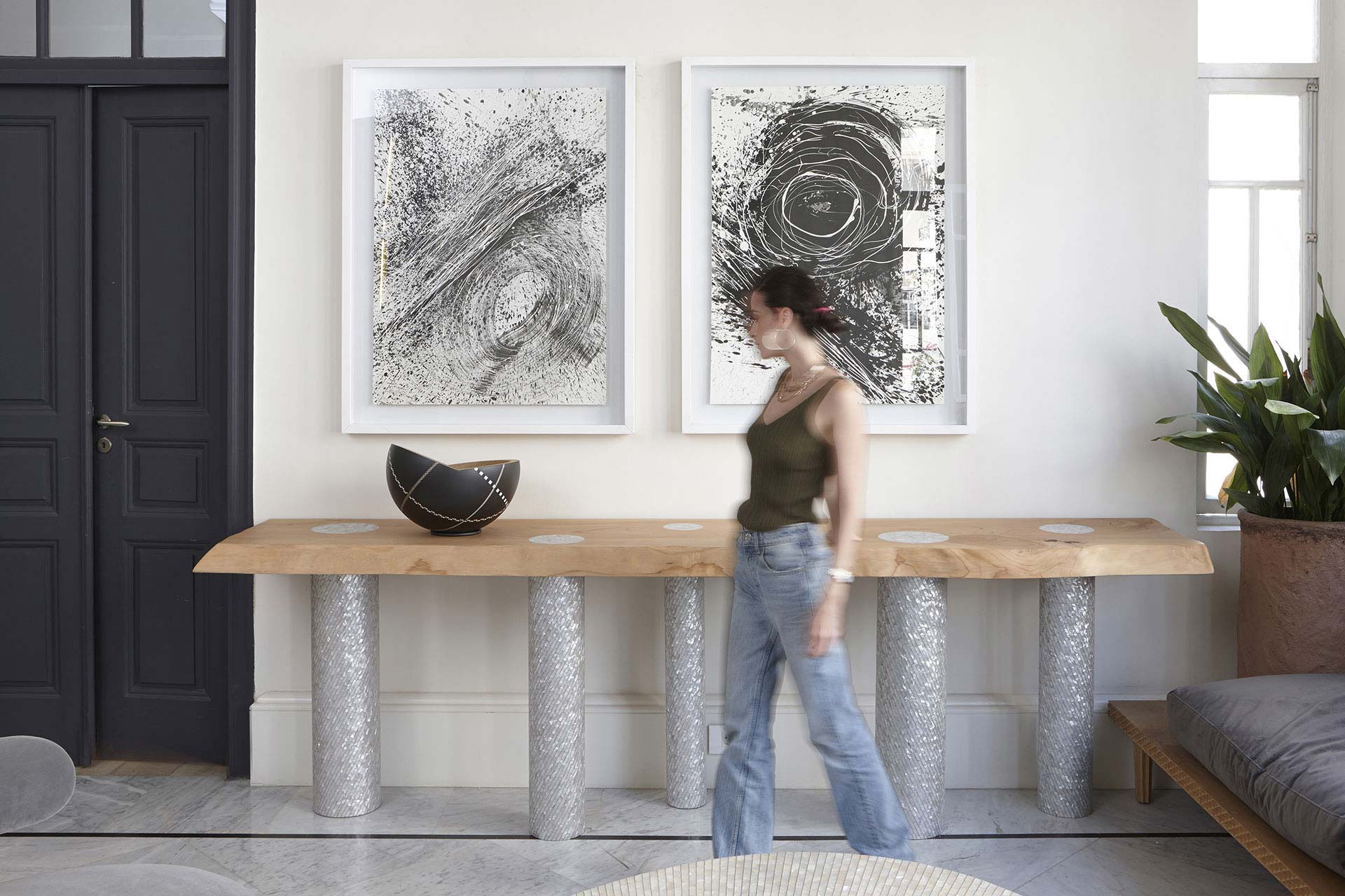 The Organic Console by Nada Debs alongside the MarquetryMania Bowl