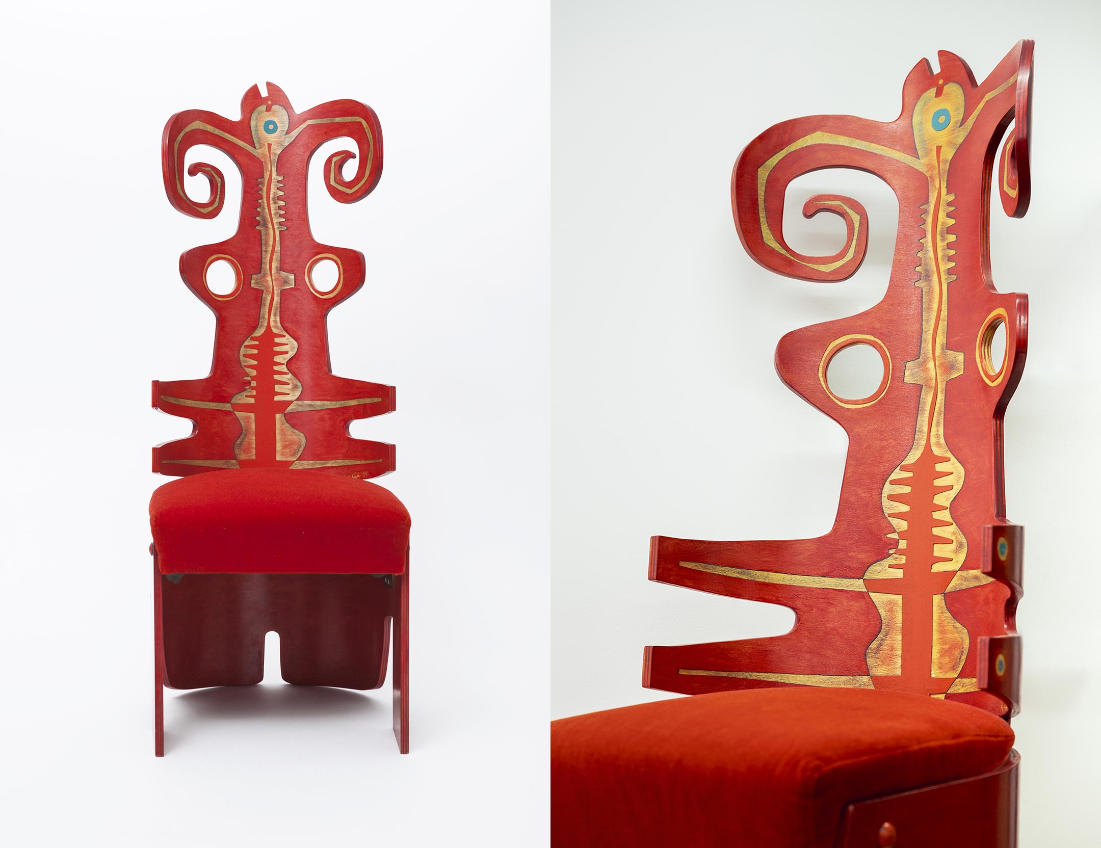 The Red Twiddler chair by Terence Main